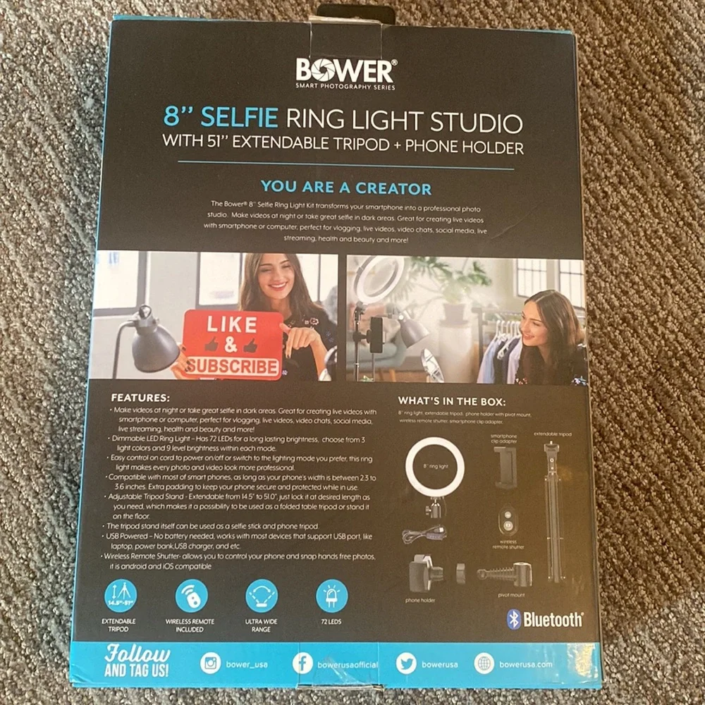 COPY - 8”Selfie Ring Light Studio / Extendable Tripod
